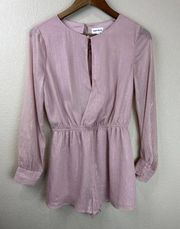 Super Down Tamara Womens Open Front Romper Size XS Long Sleeve In Dusty Rose