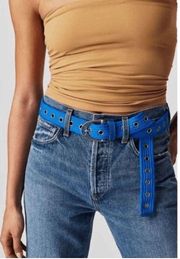 Free People Avril Grommet Leather Woven Cobalt Blue Belt NWOT M/L