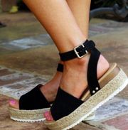 Black Topic Espadrille Wedge