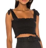 Capulet McKenna black smocked crop top size L