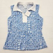 Sigrid Olsen Golf & Tennis Polo Collar Top, Womens Size XS, Blue