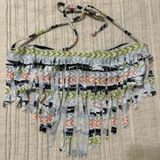 Boys + Arrows Aztec Fringe Bandeau Bikini Swim Top