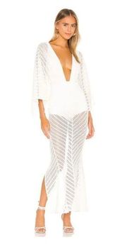 Michael Costello x Revolve Serinda White Bodysuit Maxi Dress Size XS