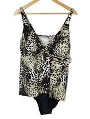 Croft & Barrow Animal Print Tummy Slimmer One Piece Swim Suit 22W