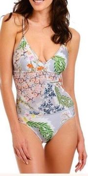 RACHEL Roy Floral Print Swimsuit Size Extra Small XS Mesh V Neck Bathing Suit
