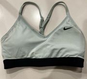 mint/light blue nike sports bra, preowned and worn, good condition with inserts