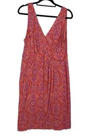 Midi Dress Women's XL Deep V-Neck Sleeveless Wrap Style Bold Print