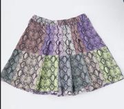 New Girl Order dolls kill Rainbow Snakeskin Patchwork Look Pleated Mini Skirt 6