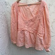 American Eagle Long sleeve Babydoll Top size XL Color Peach