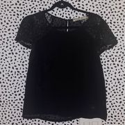 Black lace mesh blouse top