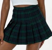 Nwt BAGATELLE Blue and Green Plaid Pleated Schoolgirl Skirt, Size Small