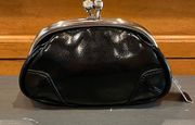 NWT Express Black Faux Leather Coin Purse with Rhinestone Clasp