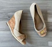 Arturo Chiang 6 Cork Peep Toe Wedges