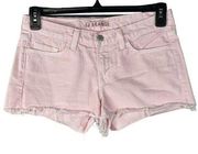 J Brand SZ 26 Cut-Off Jean Shorts Low-Rise Frayed Hems Pocket Zip-Fly Light Pink