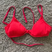 Hollister Red Ribbed Bikini Top