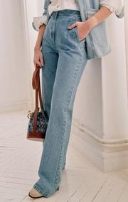 NWT Sezane Pantalon Martin in Chambray High Waist Jeans Size US 14 / 46