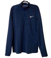 Nike  Womens Navy‎ Blue Long Sleeve 1/2 Zip Dri-Fit Sweatshirt Large