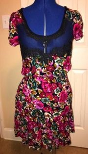 floral sheer rayon dress small