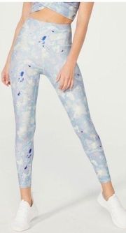 NWT Wildfox Sweat Watercolor Spill Tie Dye Blue 7/8 Leggings Size Medium