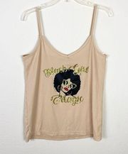 Make it Rain $ Tan Black Girl Magic Gold Sequin Ribbed Tank Top