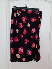 NWOT  Black & Pink Floral Scrunch Skirt