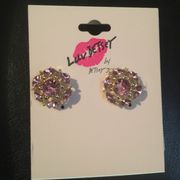 Luv Betsey Pink Flower Rhinestone Earrings