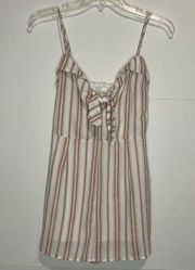 Sage The Label Women’s XS Linen Romper Spaghetti Straps White Pink Stripes