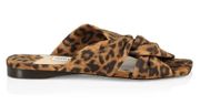 Jimmy Choo Narisa Leopard Print Leather Flat Slide Sandals Size EU 39