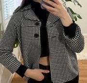 Cato Houndstooth Short Jacket  Blck White Sz 12