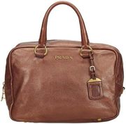 Prada Vitello Shine Leather Bronze Metallic Hand Bag