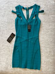 Sexy bandage strap turquoise dress