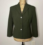 VTG Laundry by Shelli Segal size 6 Army Green Button Front Blazer Jacket Office