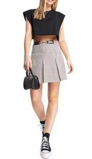 ASOS Urban Revivo Plaid Print Pleated Belted Mini Skirt Size XXL 12