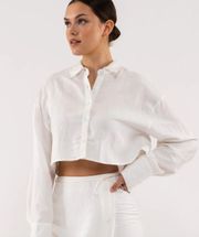 White Cropped Collar Top