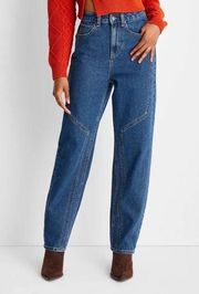 NWT Future Collective Women high rise jeans Straight Leg Denim Pants Sz 12