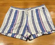 𝅺ELLEN Tracy company striped linen blend shorts size xlarge .