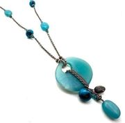 Coldwater Creek Blue stone pendant dangle charm necklace