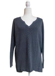 CAbi Snuggle Pullover 3705 Gray V Neck Long Dolman Sleeve Womens M Ribbed