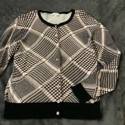 New York and Company size large button up black pink and white cardigan