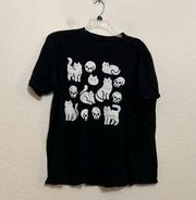 Womens Hot Topic Black T Shirt Top Cats Skulls XL