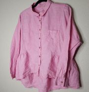 Holding horses small pink button down