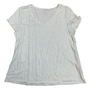 Eileen Fisher women's large linen metallic short sleeve shirt white silver casua