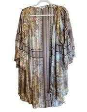 UMGEE Large Multicolor Boho Metallic Open Front Duster Cardigan Sweater Topper