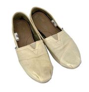Toms  Womens Slip On Comfort Shoes Canvas Alpargrata Flat Classic Beige Size 7.5