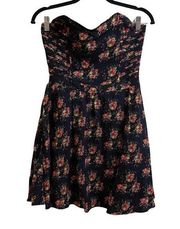 Lucca Couture Navy Floral Strapless Mini Dress