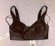 NWT  brown, soft, leather corset crop tank top