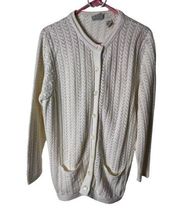 Classic Elements Vintage Women Button Front Cardigan Sweater Large Chevron Knit