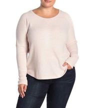 Sweet Romeo Waffle Knit Thermal Henley Light Pink 1X