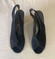 Paul Green Obermaterial Echt Leder Black Slingback Open Toe Sandals Size 7.5