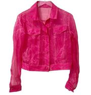 REVOLVE Sample Sheer Shirt in Bright Pink Button Front Barbiecore